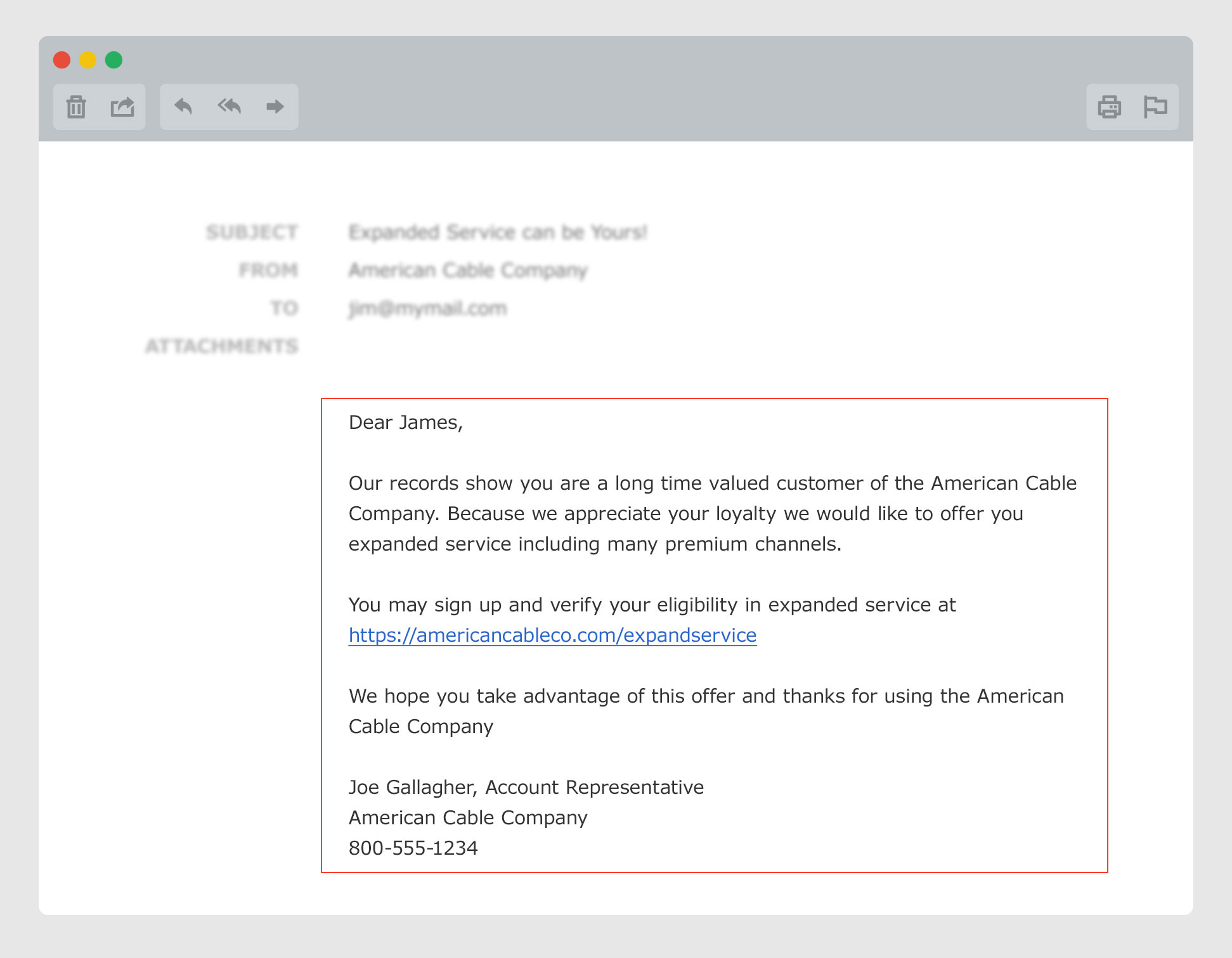 content phishing email