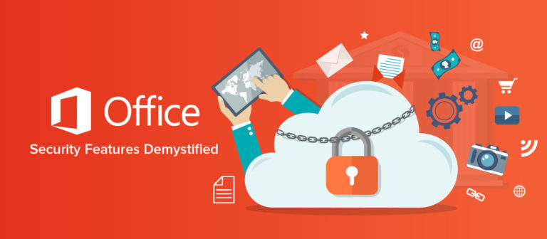 Hands holding a tablet connected to a secure Office 365 cloud