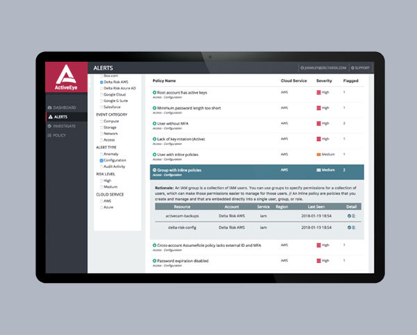 active-eye policies screen